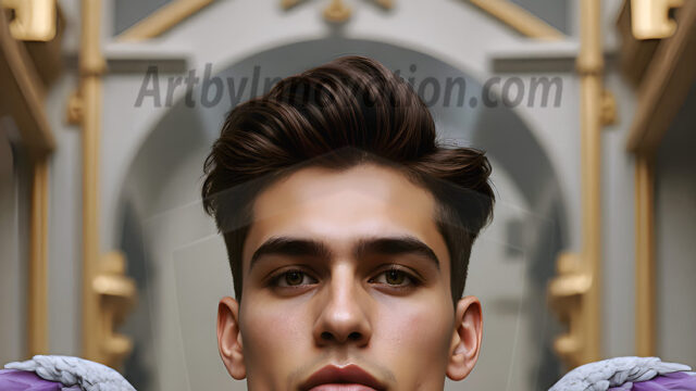 Male Angels of the Holy Divine - The Young & The Beautiful: AI Fantasy Photos of Handsome Male Angels in Elegant Divine Armor, living in the golden city, with Vibrant Holy Wings. AI generated fantasy photos, of handsome male warrior angels, in divine armor with vibrant holy wings. Wearing ethereal or plate holy armor, and glistening golden gilded jewelry, emphasizing his god-like stature, vibrantly colored. Possessing grand feathered wings, that look like swords, these angel warriors are ready to battle on God's command. With men of all ages, races, and body types. In a city of gold, spiritual wonder city in the heavens, with ornate gold buildings, majestic gold architecture, ethereal cityscapes, and mystical waterfalls.