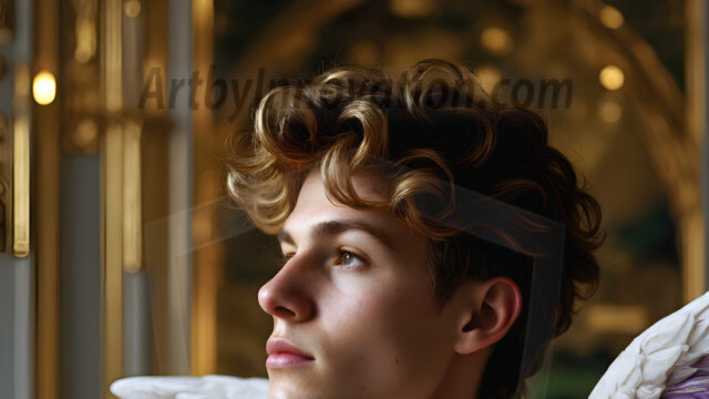 Male Angels of the Holy Divine - The Young & The Beautiful: AI Fantasy Photos of Handsome Male Angels in Elegant Divine Armor, living in the golden city, with Vibrant Holy Wings. AI generated fantasy photos, of handsome male warrior angels, in divine armor with vibrant holy wings. Wearing ethereal or plate holy armor, and glistening golden gilded jewelry, emphasizing his god-like stature, vibrantly colored. Possessing grand feathered wings, that look like swords, these angel warriors are ready to battle on God's command. With men of all ages, races, and body types. In a city of gold, spiritual wonder city in the heavens, with ornate gold buildings, majestic gold architecture, ethereal cityscapes, and mystical waterfalls.