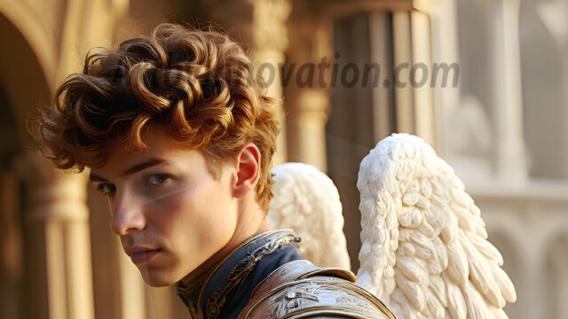 Male Angels of the Holy Divine - The Young & The Beautiful: AI Fantasy Photos of Handsome Male Angels in Elegant Divine Armor, living in the golden city, with Vibrant Holy Wings. AI generated fantasy photos, of handsome male warrior angels, in divine armor with vibrant holy wings. Wearing ethereal or plate holy armor, and glistening golden gilded jewelry, emphasizing his god-like stature, vibrantly colored. Possessing grand feathered wings, that look like swords, these angel warriors are ready to battle on God's command. With men of all ages, races, and body types. In a city of gold, spiritual wonder city in the heavens, with ornate gold buildings, majestic gold architecture, ethereal cityscapes, and mystical waterfalls.