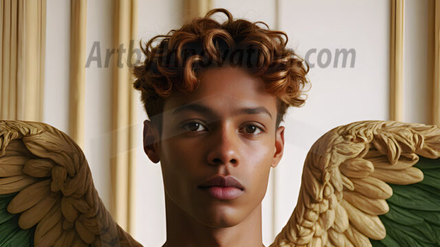 Male Angels of the Holy Divine - The Young & The Beautiful: AI Fantasy Photos of Handsome Male Angels in Elegant Divine Armor, living in the golden city, with Vibrant Holy Wings. AI generated fantasy photos, of handsome male warrior angels, in divine armor with vibrant holy wings. Wearing ethereal or plate holy armor, and glistening golden gilded jewelry, emphasizing his god-like stature, vibrantly colored. Possessing grand feathered wings, that look like swords, these angel warriors are ready to battle on God's command. With men of all ages, races, and body types. In a city of gold, spiritual wonder city in the heavens, with ornate gold buildings, majestic gold architecture, ethereal cityscapes, and mystical waterfalls.