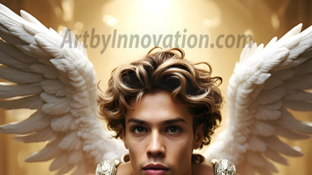 Male Angels of the Holy Divine - The Young & The Beautiful: AI Fantasy Photos of Handsome Male Angels in Elegant Divine Armor, living in the golden city, with Vibrant Holy Wings. AI generated fantasy photos, of handsome male warrior angels, in divine armor with vibrant holy wings. Wearing ethereal or plate holy armor, and glistening golden gilded jewelry, emphasizing his god-like stature, vibrantly colored. Possessing grand feathered wings, that look like swords, these angel warriors are ready to battle on God's command. With men of all ages, races, and body types. In a city of gold, spiritual wonder city in the heavens, with ornate gold buildings, majestic gold architecture, ethereal cityscapes, and mystical waterfalls.
