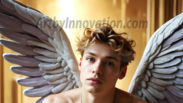 Male Angels of the Holy Divine - The Young & The Beautiful: AI Fantasy Photos of Handsome Male Angels in Elegant Divine Armor, living in the golden city, with Vibrant Holy Wings. AI generated fantasy photos, of handsome male warrior angels, in divine armor with vibrant holy wings. Wearing ethereal or plate holy armor, and glistening golden gilded jewelry, emphasizing his god-like stature, vibrantly colored. Possessing grand feathered wings, that look like swords, these angel warriors are ready to battle on God's command. With men of all ages, races, and body types. In a city of gold, spiritual wonder city in the heavens, with ornate gold buildings, majestic gold architecture, ethereal cityscapes, and mystical waterfalls.