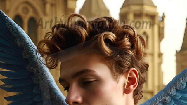 Male Angels of the Holy Divine - The Young & The Beautiful: AI Fantasy Photos of Handsome Male Angels in Elegant Divine Armor, living in the golden city, with Vibrant Holy Wings. AI generated fantasy photos, of handsome male warrior angels, in divine armor with vibrant holy wings. Wearing ethereal or plate holy armor, and glistening golden gilded jewelry, emphasizing his god-like stature, vibrantly colored. Possessing grand feathered wings, that look like swords, these angel warriors are ready to battle on God's command. With men of all ages, races, and body types. In a city of gold, spiritual wonder city in the heavens, with ornate gold buildings, majestic gold architecture, ethereal cityscapes, and mystical waterfalls.