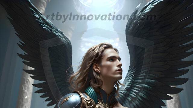 Male Angels of the Holy Divine - The Young & The Beautiful: AI Fantasy Photos of Handsome Male Angels in Elegant Divine Armor, living in the golden city, with Vibrant Holy Wings. AI generated fantasy photos, of handsome male warrior angels, in divine armor with vibrant holy wings. Wearing ethereal or plate holy armor, and glistening golden gilded jewelry, emphasizing his god-like stature, vibrantly colored. Possessing grand feathered wings, that look like swords, these angel warriors are ready to battle on God's command. With men of all ages, races, and body types. In a city of gold, spiritual wonder city in the heavens, with ornate gold buildings, majestic gold architecture, ethereal cityscapes, and mystical waterfalls.