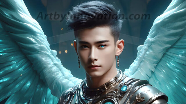 Male Angels of the Holy Divine - The Young & The Beautiful: AI Fantasy Photos of Handsome Male Angels in Elegant Divine Armor, living in the golden city, with Vibrant Holy Wings. AI generated fantasy photos, of handsome male warrior angels, in divine armor with vibrant holy wings. Wearing ethereal or plate holy armor, and glistening golden gilded jewelry, emphasizing his god-like stature, vibrantly colored. Possessing grand feathered wings, that look like swords, these angel warriors are ready to battle on God's command. With men of all ages, races, and body types. In a city of gold, spiritual wonder city in the heavens, with ornate gold buildings, majestic gold architecture, ethereal cityscapes, and mystical waterfalls.