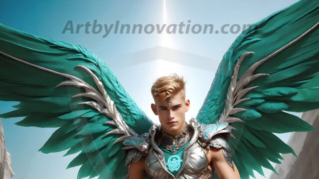 Male Angels of the Holy Divine - The Young & The Beautiful: AI Fantasy Photos of Handsome Male Angels in Elegant Divine Armor, living in the golden city, with Vibrant Holy Wings. AI generated fantasy photos, of handsome male warrior angels, in divine armor with vibrant holy wings. Wearing ethereal or plate holy armor, and glistening golden gilded jewelry, emphasizing his god-like stature, vibrantly colored. Possessing grand feathered wings, that look like swords, these angel warriors are ready to battle on God's command. With men of all ages, races, and body types. In a city of gold, spiritual wonder city in the heavens, with ornate gold buildings, majestic gold architecture, ethereal cityscapes, and mystical waterfalls.