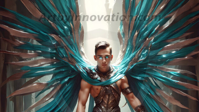 Male Angels of the Holy Divine - The Young & The Beautiful: AI Fantasy Photos of Handsome Male Angels in Elegant Divine Armor, living in the golden city, with Vibrant Holy Wings. AI generated fantasy photos, of handsome male warrior angels, in divine armor with vibrant holy wings. Wearing ethereal or plate holy armor, and glistening golden gilded jewelry, emphasizing his god-like stature, vibrantly colored. Possessing grand feathered wings, that look like swords, these angel warriors are ready to battle on God's command. With men of all ages, races, and body types. In a city of gold, spiritual wonder city in the heavens, with ornate gold buildings, majestic gold architecture, ethereal cityscapes, and mystical waterfalls.