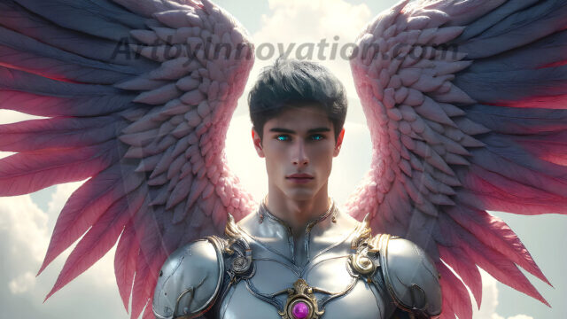 Male Angels of the Holy Divine - The Young & The Beautiful: AI Fantasy Photos of Handsome Male Angels in Elegant Divine Armor, living in the golden city, with Vibrant Holy Wings. AI generated fantasy photos, of handsome male warrior angels, in divine armor with vibrant holy wings. Wearing ethereal or plate holy armor, and glistening golden gilded jewelry, emphasizing his god-like stature, vibrantly colored. Possessing grand feathered wings, that look like swords, these angel warriors are ready to battle on God's command. With men of all ages, races, and body types. In a city of gold, spiritual wonder city in the heavens, with ornate gold buildings, majestic gold architecture, ethereal cityscapes, and mystical waterfalls.