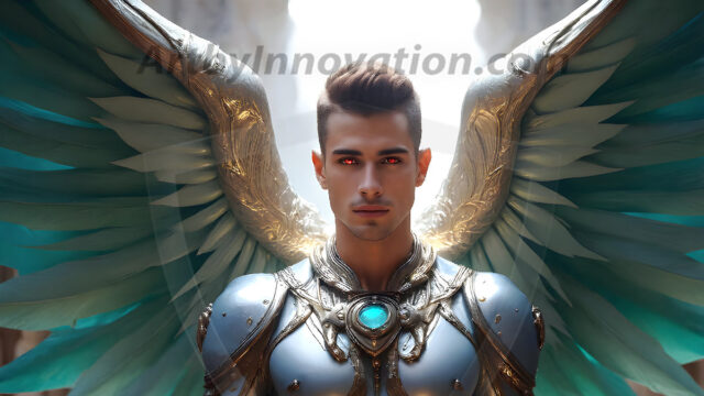 Male Angels of the Holy Divine - The Young & The Beautiful: AI Fantasy Photos of Handsome Male Angels in Elegant Divine Armor, living in the golden city, with Vibrant Holy Wings. AI generated fantasy photos, of handsome male warrior angels, in divine armor with vibrant holy wings. Wearing ethereal or plate holy armor, and glistening golden gilded jewelry, emphasizing his god-like stature, vibrantly colored. Possessing grand feathered wings, that look like swords, these angel warriors are ready to battle on God's command. With men of all ages, races, and body types. In a city of gold, spiritual wonder city in the heavens, with ornate gold buildings, majestic gold architecture, ethereal cityscapes, and mystical waterfalls.