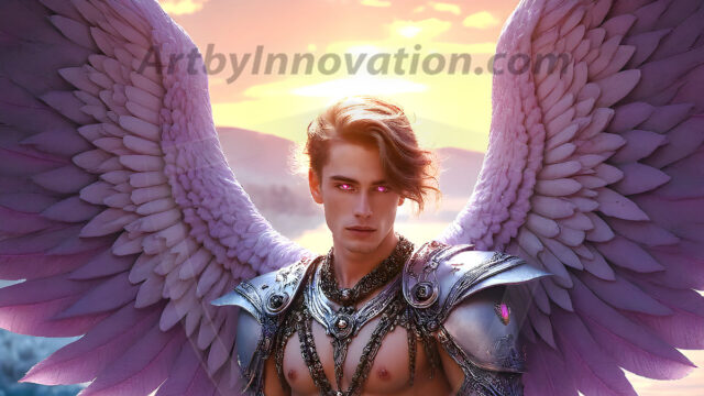 Male Angels of the Holy Divine - The Young & The Beautiful: AI Fantasy Photos of Handsome Male Angels in Elegant Divine Armor, living in the golden city, with Vibrant Holy Wings. AI generated fantasy photos, of handsome male warrior angels, in divine armor with vibrant holy wings. Wearing ethereal or plate holy armor, and glistening golden gilded jewelry, emphasizing his god-like stature, vibrantly colored. Possessing grand feathered wings, that look like swords, these angel warriors are ready to battle on God's command. With men of all ages, races, and body types. In a city of gold, spiritual wonder city in the heavens, with ornate gold buildings, majestic gold architecture, ethereal cityscapes, and mystical waterfalls.
