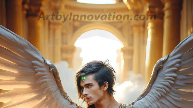 Male Angels of the Holy Divine - The Young & The Beautiful: AI Fantasy Photos of Handsome Male Angels in Elegant Divine Armor, living in the golden city, with Vibrant Holy Wings. AI generated fantasy photos, of handsome male warrior angels, in divine armor with vibrant holy wings. Wearing ethereal or plate holy armor, and glistening golden gilded jewelry, emphasizing his god-like stature, vibrantly colored. Possessing grand feathered wings, that look like swords, these angel warriors are ready to battle on God's command. With men of all ages, races, and body types. In a city of gold, spiritual wonder city in the heavens, with ornate gold buildings, majestic gold architecture, ethereal cityscapes, and mystical waterfalls.