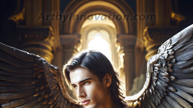 Male Angels of the Holy Divine - The Young & The Beautiful: AI Fantasy Photos of Handsome Male Angels in Elegant Divine Armor, living in the golden city, with Vibrant Holy Wings. AI generated fantasy photos, of handsome male warrior angels, in divine armor with vibrant holy wings. Wearing ethereal or plate holy armor, and glistening golden gilded jewelry, emphasizing his god-like stature, vibrantly colored. Possessing grand feathered wings, that look like swords, these angel warriors are ready to battle on God's command. With men of all ages, races, and body types. In a city of gold, spiritual wonder city in the heavens, with ornate gold buildings, majestic gold architecture, ethereal cityscapes, and mystical waterfalls.