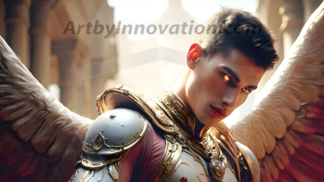 Male Angels of the Holy Divine - The Young & The Beautiful: AI Fantasy Photos of Handsome Male Angels in Elegant Divine Armor, living in the golden city, with Vibrant Holy Wings. AI generated fantasy photos, of handsome male warrior angels, in divine armor with vibrant holy wings. Wearing ethereal or plate holy armor, and glistening golden gilded jewelry, emphasizing his god-like stature, vibrantly colored. Possessing grand feathered wings, that look like swords, these angel warriors are ready to battle on God's command. With men of all ages, races, and body types. In a city of gold, spiritual wonder city in the heavens, with ornate gold buildings, majestic gold architecture, ethereal cityscapes, and mystical waterfalls.