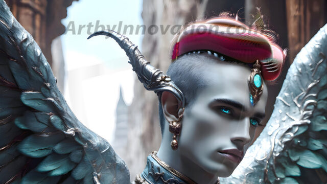 Male Angels of the Holy Divine - The Young & The Beautiful: AI Fantasy Photos of Handsome Male Angels in Elegant Divine Armor, living in the golden city, with Vibrant Holy Wings. AI generated fantasy photos, of handsome male warrior angels, in divine armor with vibrant holy wings. Wearing ethereal or plate holy armor, and glistening golden gilded jewelry, emphasizing his god-like stature, vibrantly colored. Possessing grand feathered wings, that look like swords, these angel warriors are ready to battle on God's command. With men of all ages, races, and body types. In a city of gold, spiritual wonder city in the heavens, with ornate gold buildings, majestic gold architecture, ethereal cityscapes, and mystical waterfalls.