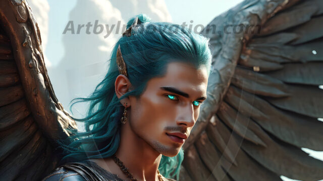 Male Angels of the Holy Divine - The Young & The Beautiful: AI Fantasy Photos of Handsome Male Angels in Elegant Divine Armor, living in the golden city, with Vibrant Holy Wings. AI generated fantasy photos, of handsome male warrior angels, in divine armor with vibrant holy wings. Wearing ethereal or plate holy armor, and glistening golden gilded jewelry, emphasizing his god-like stature, vibrantly colored. Possessing grand feathered wings, that look like swords, these angel warriors are ready to battle on God's command. With men of all ages, races, and body types. In a city of gold, spiritual wonder city in the heavens, with ornate gold buildings, majestic gold architecture, ethereal cityscapes, and mystical waterfalls.
