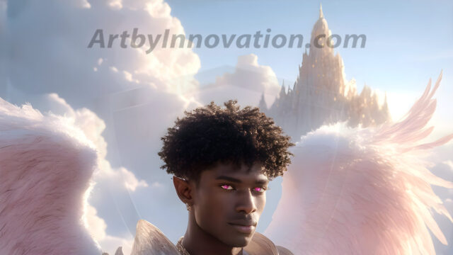 Male Angels of the Holy Divine - The Young & The Beautiful: AI Fantasy Photos of Handsome Male Angels in Elegant Divine Armor, living in the golden city, with Vibrant Holy Wings. AI generated fantasy photos, of handsome male warrior angels, in divine armor with vibrant holy wings. Wearing ethereal or plate holy armor, and glistening golden gilded jewelry, emphasizing his god-like stature, vibrantly colored. Possessing grand feathered wings, that look like swords, these angel warriors are ready to battle on God's command. With men of all ages, races, and body types. In a city of gold, spiritual wonder city in the heavens, with ornate gold buildings, majestic gold architecture, ethereal cityscapes, and mystical waterfalls.