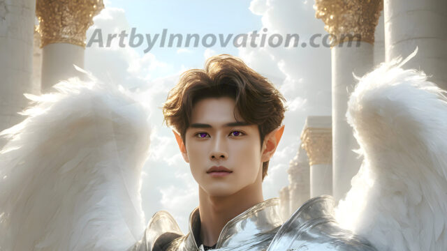 Male Angels of the Holy Divine - The Young & The Beautiful: AI Fantasy Photos of Handsome Male Angels in Elegant Divine Armor, living in the golden city, with Vibrant Holy Wings. AI generated fantasy photos, of handsome male warrior angels, in divine armor with vibrant holy wings. Wearing ethereal or plate holy armor, and glistening golden gilded jewelry, emphasizing his god-like stature, vibrantly colored. Possessing grand feathered wings, that look like swords, these angel warriors are ready to battle on God's command. With men of all ages, races, and body types. In a city of gold, spiritual wonder city in the heavens, with ornate gold buildings, majestic gold architecture, ethereal cityscapes, and mystical waterfalls.