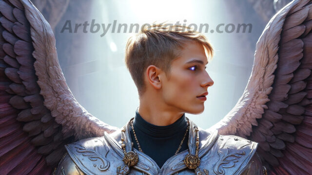 Male Angels of the Holy Divine - The Young & The Beautiful: AI Fantasy Photos of Handsome Male Angels in Elegant Divine Armor, living in the golden city, with Vibrant Holy Wings. AI generated fantasy photos, of handsome male warrior angels, in divine armor with vibrant holy wings. Wearing ethereal or plate holy armor, and glistening golden gilded jewelry, emphasizing his god-like stature, vibrantly colored. Possessing grand feathered wings, that look like swords, these angel warriors are ready to battle on God's command. With men of all ages, races, and body types. In a city of gold, spiritual wonder city in the heavens, with ornate gold buildings, majestic gold architecture, ethereal cityscapes, and mystical waterfalls.