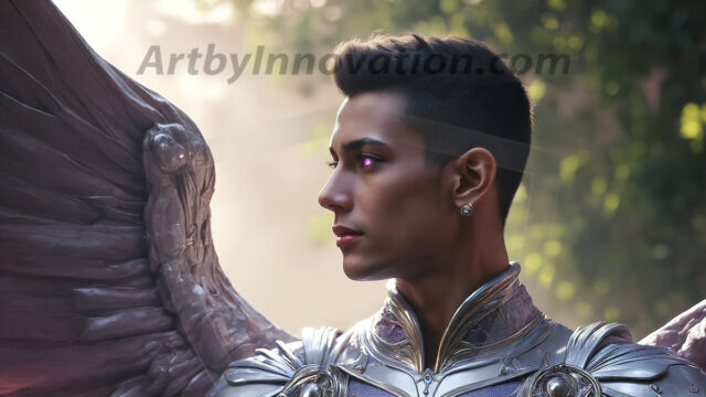 Male Angels of the Holy Divine - The Young & The Beautiful: AI Fantasy Photos of Handsome Male Angels in Elegant Divine Armor, living in the golden city, with Vibrant Holy Wings. AI generated fantasy photos, of handsome male warrior angels, in divine armor with vibrant holy wings. Wearing ethereal or plate holy armor, and glistening golden gilded jewelry, emphasizing his god-like stature, vibrantly colored. Possessing grand feathered wings, that look like swords, these angel warriors are ready to battle on God's command. With men of all ages, races, and body types. In a city of gold, spiritual wonder city in the heavens, with ornate gold buildings, majestic gold architecture, ethereal cityscapes, and mystical waterfalls.