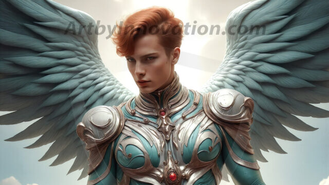 Male Angels of the Holy Divine - The Young & The Beautiful: AI Fantasy Photos of Handsome Male Angels in Elegant Divine Armor, living in the golden city, with Vibrant Holy Wings. AI generated fantasy photos, of handsome male warrior angels, in divine armor with vibrant holy wings. Wearing ethereal or plate holy armor, and glistening golden gilded jewelry, emphasizing his god-like stature, vibrantly colored. Possessing grand feathered wings, that look like swords, these angel warriors are ready to battle on God's command. With men of all ages, races, and body types. In a city of gold, spiritual wonder city in the heavens, with ornate gold buildings, majestic gold architecture, ethereal cityscapes, and mystical waterfalls.