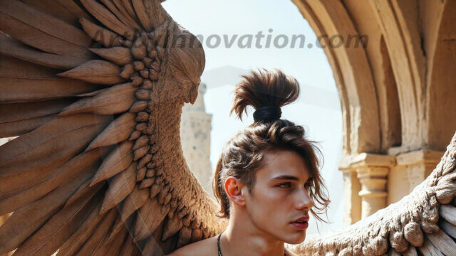 Male Angels of the Holy Divine - The Young & The Beautiful: AI Fantasy Photos of Handsome Male Angels in Elegant Divine Armor, living in the golden city, with Vibrant Holy Wings. AI generated fantasy photos, of handsome male warrior angels, in divine armor with vibrant holy wings. Wearing ethereal or plate holy armor, and glistening golden gilded jewelry, emphasizing his god-like stature, vibrantly colored. Possessing grand feathered wings, that look like swords, these angel warriors are ready to battle on God's command. With men of all ages, races, and body types. In a city of gold, spiritual wonder city in the heavens, with ornate gold buildings, majestic gold architecture, ethereal cityscapes, and mystical waterfalls.