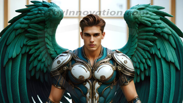 Male Angels of the Holy Divine - The Young & The Beautiful: AI Fantasy Photos of Handsome Male Angels in Elegant Divine Armor, living in the golden city, with Vibrant Holy Wings. AI generated fantasy photos, of handsome male warrior angels, in divine armor with vibrant holy wings. Wearing ethereal or plate holy armor, and glistening golden gilded jewelry, emphasizing his god-like stature, vibrantly colored. Possessing grand feathered wings, that look like swords, these angel warriors are ready to battle on God's command. With men of all ages, races, and body types. In a city of gold, spiritual wonder city in the heavens, with ornate gold buildings, majestic gold architecture, ethereal cityscapes, and mystical waterfalls.