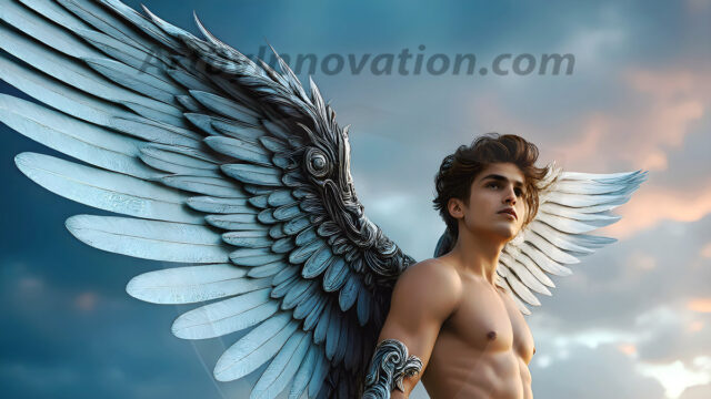 Male Angels of the Holy Divine - The Young & The Beautiful: AI Fantasy Photos of Handsome Male Angels in Elegant Divine Armor, living in the golden city, with Vibrant Holy Wings. AI generated fantasy photos, of handsome male warrior angels, in divine armor with vibrant holy wings. Wearing ethereal or plate holy armor, and glistening golden gilded jewelry, emphasizing his god-like stature, vibrantly colored. Possessing grand feathered wings, that look like swords, these angel warriors are ready to battle on God's command. With men of all ages, races, and body types. In a city of gold, spiritual wonder city in the heavens, with ornate gold buildings, majestic gold architecture, ethereal cityscapes, and mystical waterfalls.