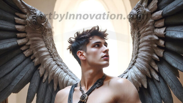 Male Angels of the Holy Divine - The Young & The Beautiful: AI Fantasy Photos of Handsome Male Angels in Elegant Divine Armor, living in the golden city, with Vibrant Holy Wings. AI generated fantasy photos, of handsome male warrior angels, in divine armor with vibrant holy wings. Wearing ethereal or plate holy armor, and glistening golden gilded jewelry, emphasizing his god-like stature, vibrantly colored. Possessing grand feathered wings, that look like swords, these angel warriors are ready to battle on God's command. With men of all ages, races, and body types. In a city of gold, spiritual wonder city in the heavens, with ornate gold buildings, majestic gold architecture, ethereal cityscapes, and mystical waterfalls.