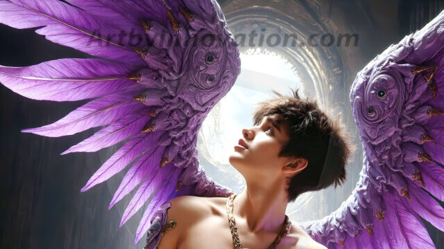 Male Angels of the Holy Divine - The Young & The Beautiful: AI Fantasy Photos of Handsome Male Angels in Elegant Divine Armor, living in the golden city, with Vibrant Holy Wings. AI generated fantasy photos, of handsome male warrior angels, in divine armor with vibrant holy wings. Wearing ethereal or plate holy armor, and glistening golden gilded jewelry, emphasizing his god-like stature, vibrantly colored. Possessing grand feathered wings, that look like swords, these angel warriors are ready to battle on God's command. With men of all ages, races, and body types. In a city of gold, spiritual wonder city in the heavens, with ornate gold buildings, majestic gold architecture, ethereal cityscapes, and mystical waterfalls.