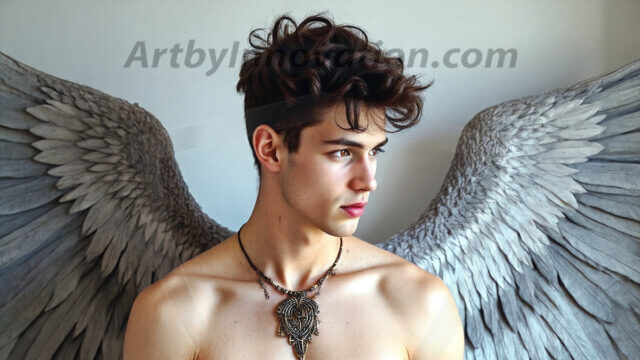 Male Angels of the Holy Divine - The Young & The Beautiful: AI Fantasy Photos of Handsome Male Angels in Elegant Divine Armor, living in the golden city, with Vibrant Holy Wings. AI generated fantasy photos, of handsome male warrior angels, in divine armor with vibrant holy wings. Wearing ethereal or plate holy armor, and glistening golden gilded jewelry, emphasizing his god-like stature, vibrantly colored. Possessing grand feathered wings, that look like swords, these angel warriors are ready to battle on God's command. With men of all ages, races, and body types. In a city of gold, spiritual wonder city in the heavens, with ornate gold buildings, majestic gold architecture, ethereal cityscapes, and mystical waterfalls.