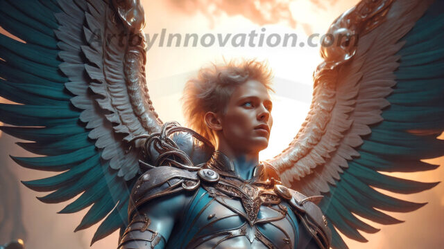 Male Angels of the Holy Divine - The Young & The Beautiful: AI Fantasy Photos of Handsome Male Angels in Elegant Divine Armor, living in the golden city, with Vibrant Holy Wings. AI generated fantasy photos, of handsome male warrior angels, in divine armor with vibrant holy wings. Wearing ethereal or plate holy armor, and glistening golden gilded jewelry, emphasizing his god-like stature, vibrantly colored. Possessing grand feathered wings, that look like swords, these angel warriors are ready to battle on God's command. With men of all ages, races, and body types. In a city of gold, spiritual wonder city in the heavens, with ornate gold buildings, majestic gold architecture, ethereal cityscapes, and mystical waterfalls.