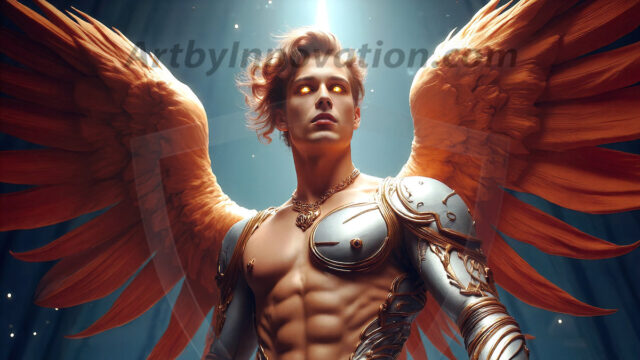 Male Angels of the Holy Divine - The Young & The Beautiful: AI Fantasy Photos of Handsome Male Angels in Elegant Divine Armor, living in the golden city, with Vibrant Holy Wings. AI generated fantasy photos, of handsome male warrior angels, in divine armor with vibrant holy wings. Wearing ethereal or plate holy armor, and glistening golden gilded jewelry, emphasizing his god-like stature, vibrantly colored. Possessing grand feathered wings, that look like swords, these angel warriors are ready to battle on God's command. With men of all ages, races, and body types. In a city of gold, spiritual wonder city in the heavens, with ornate gold buildings, majestic gold architecture, ethereal cityscapes, and mystical waterfalls.