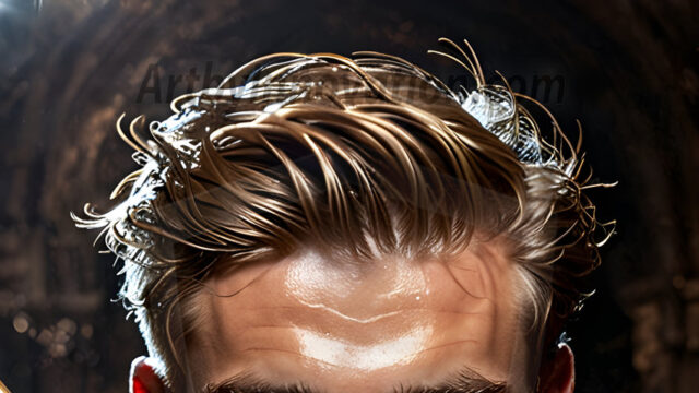 A photograph of a handsome golden male angel. With huge vibrate golden feathered wings, with golden radiant light rays, golden halo lighting, reflecting light in a mesmerizing way. He is stunningly handsome, beautiful, amidst a background of a chaos and destruction.