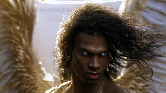 God's most radiant warriors. This AI-generated golden angel collection features stunningly handsome male angels with enormous golden feathered wings, bathed in golden radiant light rays and divine halo lighting. Set against backdrops ranging from chaotic battlefields to celestial heavenly realms, each golden angel radiates a divine beauty that is both commanding and breathtaking. Created using AI, edited in Photoshop, by © Jeff Dupler | Art by Innovation | https://www.artbyinnovation.com