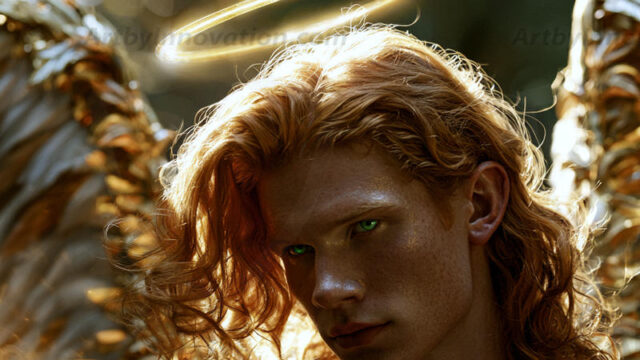 God's most radiant warriors. This AI-generated golden angel collection features stunningly handsome male angels with enormous golden feathered wings, bathed in golden radiant light rays and divine halo lighting. Set against backdrops ranging from chaotic battlefields to celestial heavenly realms, each golden angel radiates a divine beauty that is both commanding and breathtaking. Created using AI, edited in Photoshop, by © Jeff Dupler | Art by Innovation | https://www.artbyinnovation.com