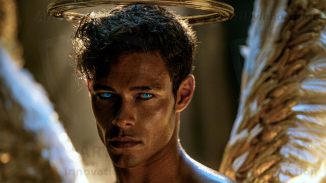 God's most radiant warriors. This AI-generated golden angel collection features stunningly handsome male angels with enormous golden feathered wings, bathed in golden radiant light rays and divine halo lighting. Set against backdrops ranging from chaotic battlefields to celestial heavenly realms, each golden angel radiates a divine beauty that is both commanding and breathtaking. Created using AI, edited in Photoshop, by © Jeff Dupler | Art by Innovation | https://www.artbyinnovation.com