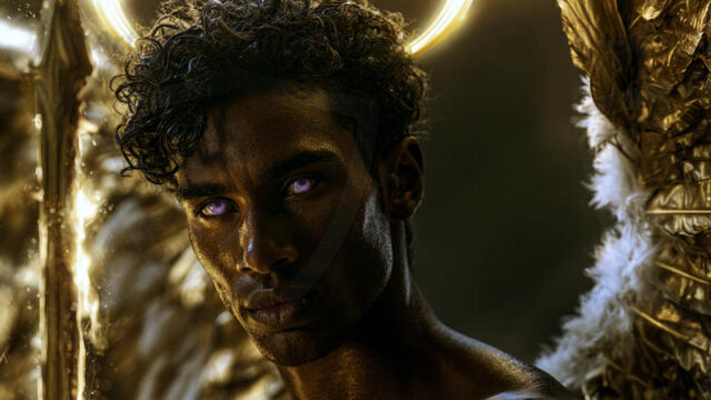 God's most radiant warriors. This AI-generated golden angel collection features stunningly handsome male angels with enormous golden feathered wings, bathed in golden radiant light rays and divine halo lighting. Set against backdrops ranging from chaotic battlefields to celestial heavenly realms, each golden angel radiates a divine beauty that is both commanding and breathtaking. Created using AI, edited in Photoshop, by © Jeff Dupler | Art by Innovation | https://www.artbyinnovation.com
