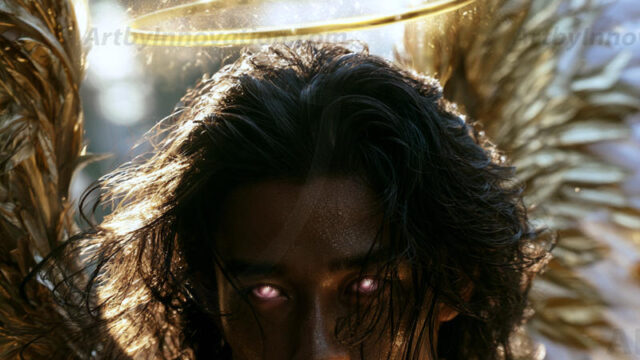 God's most radiant warriors. This AI-generated golden angel collection features stunningly handsome male angels with enormous golden feathered wings, bathed in golden radiant light rays and divine halo lighting. Set against backdrops ranging from chaotic battlefields to celestial heavenly realms, each golden angel radiates a divine beauty that is both commanding and breathtaking. Created using AI, edited in Photoshop, by © Jeff Dupler | Art by Innovation | https://www.artbyinnovation.com
