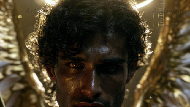 God's most radiant warriors. This AI-generated golden angel collection features stunningly handsome male angels with enormous golden feathered wings, bathed in golden radiant light rays and divine halo lighting. Set against backdrops ranging from chaotic battlefields to celestial heavenly realms, each golden angel radiates a divine beauty that is both commanding and breathtaking. Created using AI, edited in Photoshop, by © Jeff Dupler | Art by Innovation | https://www.artbyinnovation.com