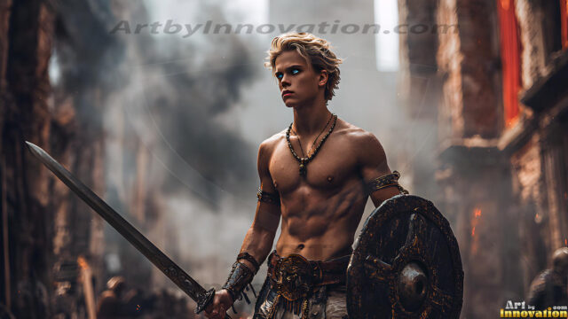 Every warrior must earn their wings. This AI-generated collection captures the breathtaking journey of young men becoming angels — handsome, beautiful youths in epic battles and trials, their newly earned wings emerging in radiant color as they prove their worth to the heavens. Each image tells a story of courage, sacrifice, and divine transformation. Created using AI, edited in Photoshop, by © Jeff Dupler | Art by Innovation | https://www.artbyinnovation.com