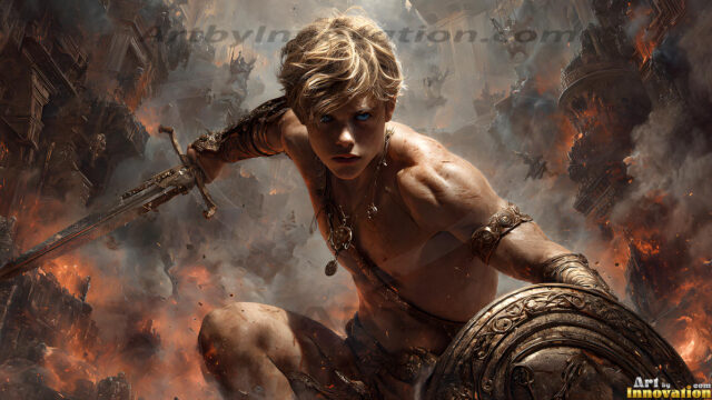 Every warrior must earn their wings. This AI-generated collection captures the breathtaking journey of young men becoming angels — handsome, beautiful youths in epic battles and trials, their newly earned wings emerging in radiant color as they prove their worth to the heavens. Each image tells a story of courage, sacrifice, and divine transformation. Created using AI, edited in Photoshop, by © Jeff Dupler | Art by Innovation | https://www.artbyinnovation.com