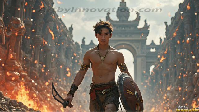 Every warrior must earn their wings. This AI-generated collection captures the breathtaking journey of young men becoming angels — handsome, beautiful youths in epic battles and trials, their newly earned wings emerging in radiant color as they prove their worth to the heavens. Each image tells a story of courage, sacrifice, and divine transformation. Created using AI, edited in Photoshop, by © Jeff Dupler | Art by Innovation | https://www.artbyinnovation.com