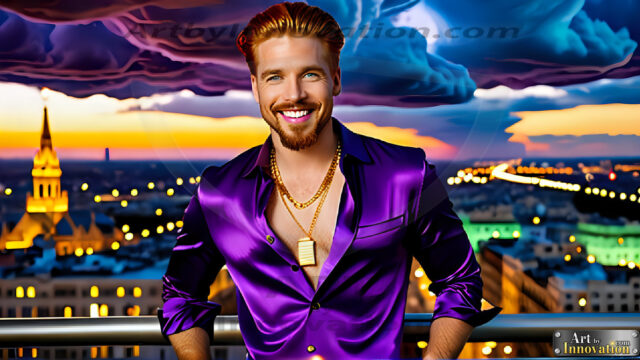 The Men of the Golden City is a collection of AI generated images of beautiful, glamorous, handsome guys in the heavens. The heavenly landscape evokes a sense of magnificence, the majestic gothic architecture, is detailed and crafted to create an atmosphere of reverence and divine glory. The mystical and galactic landscape highlights the golden city. The great detail of the city and the billowing clouds. A golden river flows from the city to the end of the galaxy. The vast galaxy almost covers the image. The stars and constellations sparkle in the galaxy. The city has massive, magnificent, majestic gothic architecture.