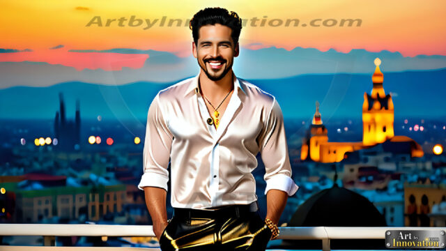 The Men of the Golden City is a collection of AI generated images of beautiful, glamorous, handsome guys in the heavens. The heavenly landscape evokes a sense of magnificence, the majestic gothic architecture, is detailed and crafted to create an atmosphere of reverence and divine glory. The mystical and galactic landscape highlights the golden city. The great detail of the city and the billowing clouds. A golden river flows from the city to the end of the galaxy. The vast galaxy almost covers the image. The stars and constellations sparkle in the galaxy. The city has massive, magnificent, majestic gothic architecture.