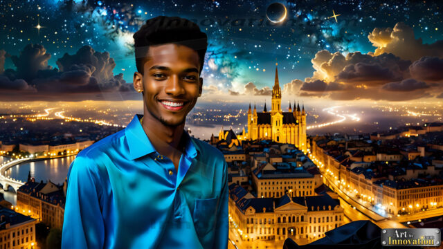 The Men of the Golden City is a collection of AI generated images of beautiful, glamorous, handsome guys in the heavens. The heavenly landscape evokes a sense of magnificence, the majestic gothic architecture, is detailed and crafted to create an atmosphere of reverence and divine glory. The mystical and galactic landscape highlights the golden city. The great detail of the city and the billowing clouds. A golden river flows from the city to the end of the galaxy. The vast galaxy almost covers the image. The stars and constellations sparkle in the galaxy. The city has massive, magnificent, majestic gothic architecture.
