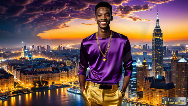The Men of the Golden City is a collection of AI generated images of beautiful, glamorous, handsome guys in the heavens. The heavenly landscape evokes a sense of magnificence, the majestic gothic architecture, is detailed and crafted to create an atmosphere of reverence and divine glory. The mystical and galactic landscape highlights the golden city. The great detail of the city and the billowing clouds. A golden river flows from the city to the end of the galaxy. The vast galaxy almost covers the image. The stars and constellations sparkle in the galaxy. The city has massive, magnificent, majestic gothic architecture.