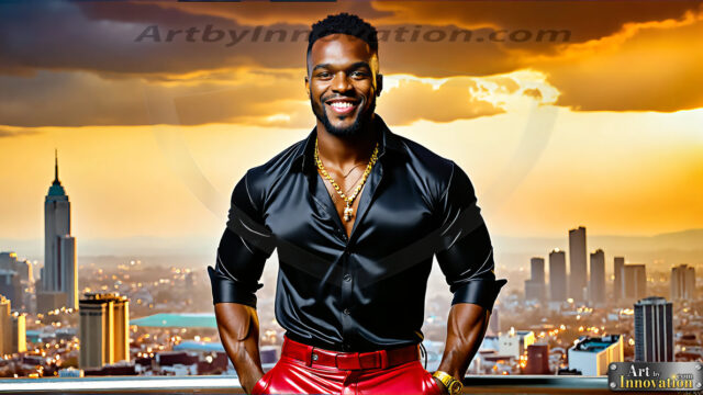 The Men of the Golden City is a collection of AI generated images of beautiful, glamorous, handsome guys in the heavens. The heavenly landscape evokes a sense of magnificence, the majestic gothic architecture, is detailed and crafted to create an atmosphere of reverence and divine glory. The mystical and galactic landscape highlights the golden city. The great detail of the city and the billowing clouds. A golden river flows from the city to the end of the galaxy. The vast galaxy almost covers the image. The stars and constellations sparkle in the galaxy. The city has massive, magnificent, majestic gothic architecture.