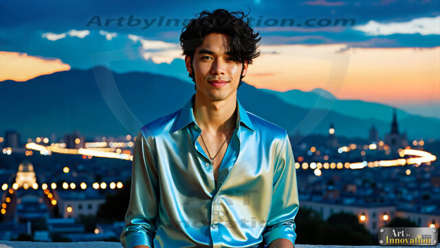 The Men of the Golden City is a collection of AI generated images of beautiful, glamorous, handsome guys in the heavens. The heavenly landscape evokes a sense of magnificence, the majestic gothic architecture, is detailed and crafted to create an atmosphere of reverence and divine glory. The mystical and galactic landscape highlights the golden city. The great detail of the city and the billowing clouds. A golden river flows from the city to the end of the galaxy. The vast galaxy almost covers the image. The stars and constellations sparkle in the galaxy. The city has massive, magnificent, majestic gothic architecture.