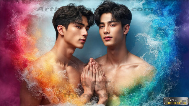 Love-and-Pride-in-full-Color. AI-generated art featuring beautiful, handsome, sexy, shirtless, men, lads, celebrating pride with the one they love. Gay Men embellished with the vibrant rainbow palette colors, inspired by the gay pride flag, offering a striking visual impact.
Pride celebrations are events that honor LGBTQ+ people through parades, festivals, and educational events, promoting social acceptance, legal rights, and community pride. These celebrations often occur in June, which is designated as Pride Month, coinciding with the anniversary of the 1969 Stonewall Uprising. While many events have become celebratory, they can still serve as demonstrations for rights such as same-sex marriage and anti-discrimination laws.