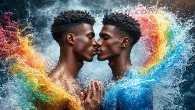 Love-and-Pride-in-full-Color. AI-generated art featuring beautiful, handsome, sexy, shirtless, men, lads, celebrating pride with the one they love. Gay Men embellished with the vibrant rainbow palette colors, inspired by the gay pride flag, offering a striking visual impact.
Pride celebrations are events that honor LGBTQ+ people through parades, festivals, and educational events, promoting social acceptance, legal rights, and community pride. These celebrations often occur in June, which is designated as Pride Month, coinciding with the anniversary of the 1969 Stonewall Uprising. While many events have become celebratory, they can still serve as demonstrations for rights such as same-sex marriage and anti-discrimination laws.